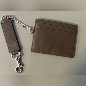 Allsaints leather card holder with chain